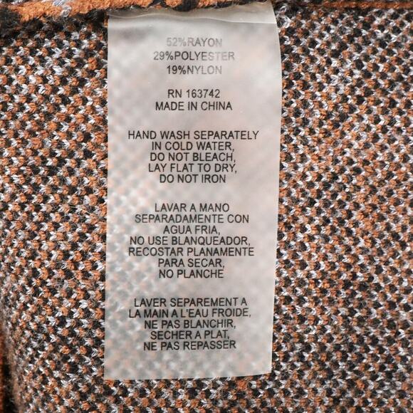 Joie Sweater Womens Jacket Medium Brown Black Blue Check Double Breasted Knit - Picture 10 of 11